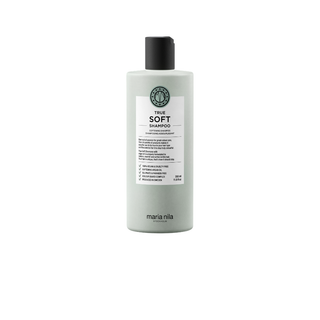 Shampoo bottle labeled 'True Soft Shampoo' by Maria Nila on a white background