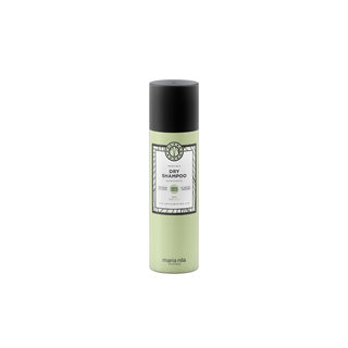 Maria Nila Dry shampoo bottle with black cap and green label on a white background